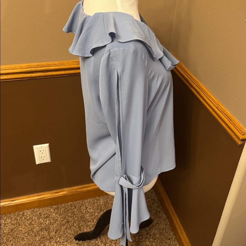 Charming Charlie Light Blue Ruffle Blouse - Picture 3 of 5